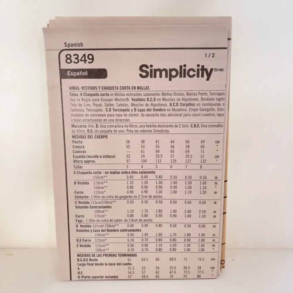 #8349 Simplicity American Girl Dresses and Knit Shrug Sewing Pattern Size 3-8